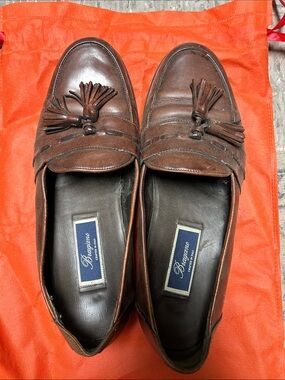 Bragano Men's Brown Leather Tassel Loafers